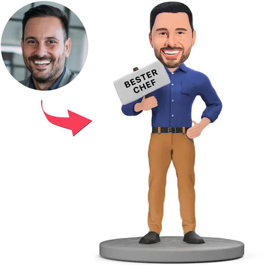 Kundenspezifischer Bobbleheads Bester Chef addieren Text