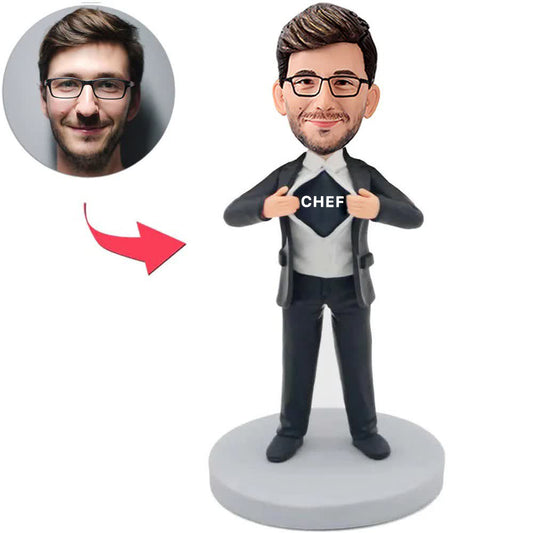 Super Chef-Mann-kundenspezifische Bobbleheads addieren Text