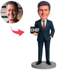 Chef mit schwarzem Schild Benutzerdefinierte Bobbleheads