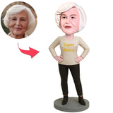 Super Mama In Beiger Kleidung Benutzerdefinierter Wackelkopf