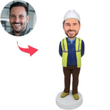 Forscher Kundenspezifische Bobbleheads mit graviertem Text  Tragen Sie einen Schutzhelm
