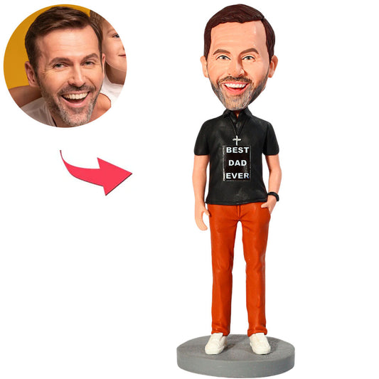 Bester Papa aller Zeiten mit Kreuz-Halskette Kundenspezifische Bobbleheads addieren Text