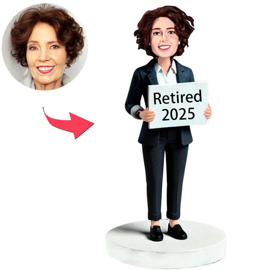 Rentnerin 2025 Geschäftsfrau Kundenspezifische Bobbleheads mit graviertem Text