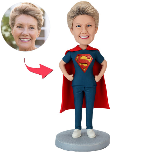 Superfrau Im Superheldenkostüm Benutzerdefinierter Bobbleheads