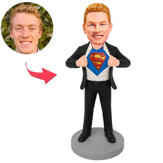 Superheld im schwarzen Anzug Benutzerdefinierte Bobbleheads