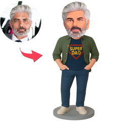 Super Papa in Grüner Jacke Benutzerdefinierte Wackelköpfe