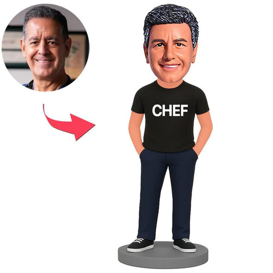 Chef im schwarzen Hemd Benutzerdefinierte Bobbleheads