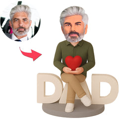 Mann Sitzt Auf Papa Und Hält Herz Benutzerdefinierte Wackelköpfe