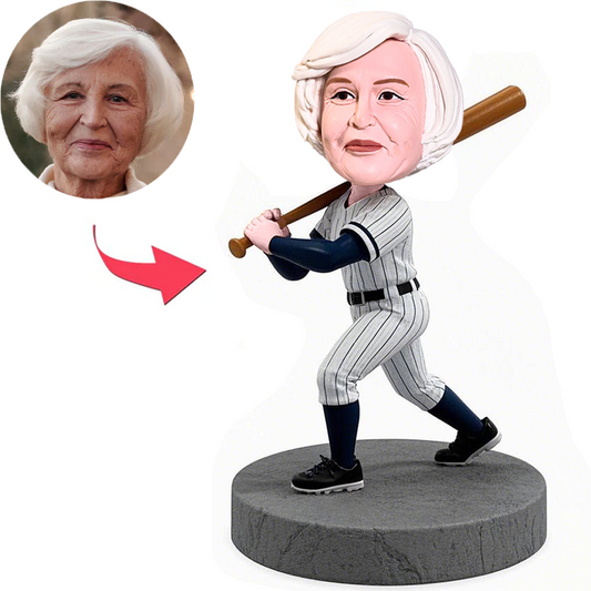 Frau Spielt Baseball Benutzerdefinierter Wackelkopfs