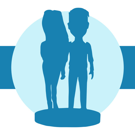 Vollständig anpassbare benutzerdefinierte Bobbleheads für 2 Personen mit graviertem Text