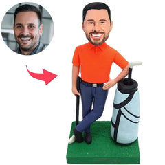 Orange Shirt Golfspieler Und Ausrüstung Benutzerdefinierte Wackelköpfe