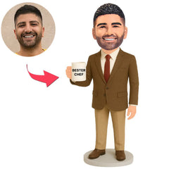 Bester Chef in Braunem Anzug Benutzerdefinierte Bobbleheads