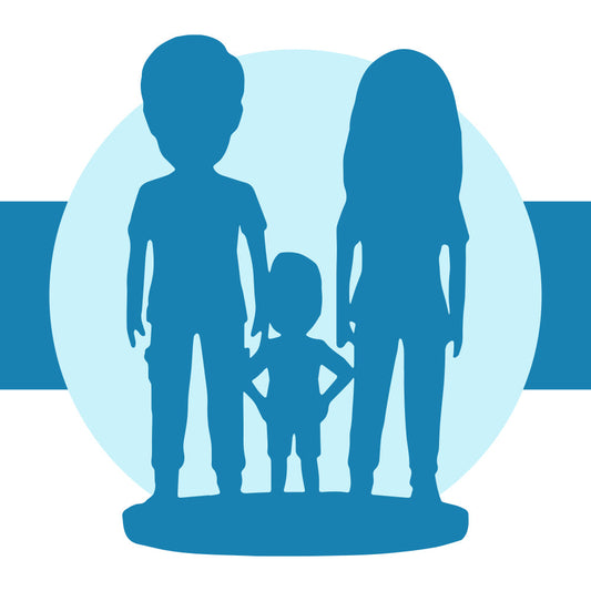 Vollständig anpassbare kundenspezifische Bobbleheads für 3 Personen mit graviertem Text