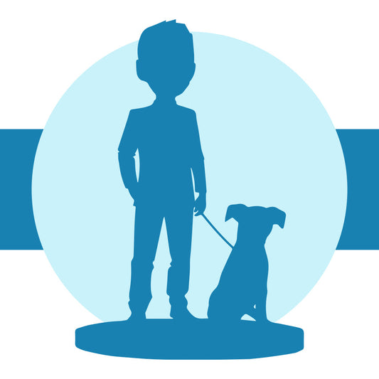 Vollständig anpassbar 1 Person und Haustier Kundenspezifische Bobbleheads mit graviertem Text