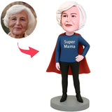 Super Mama Im Blauen Kleid Und Umhang Benutzerdefinierter Wackelkopf