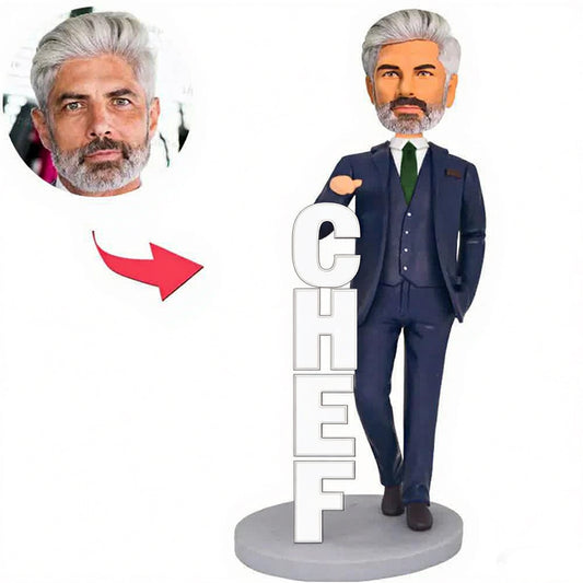 Kundenspezifischer Bobbleheads Männlicher Chef im Geschäftsleben