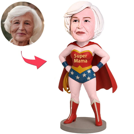 Rote Kleidung Wonder Frau Supermama Mama Benutzerdefinierter Bobbleheads