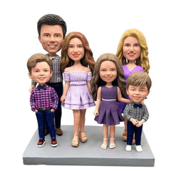 Vollständig anpassbare Benutzerdefinierte Bobbleheads Wackelköpfe für 6 Personen mit graviertem Text