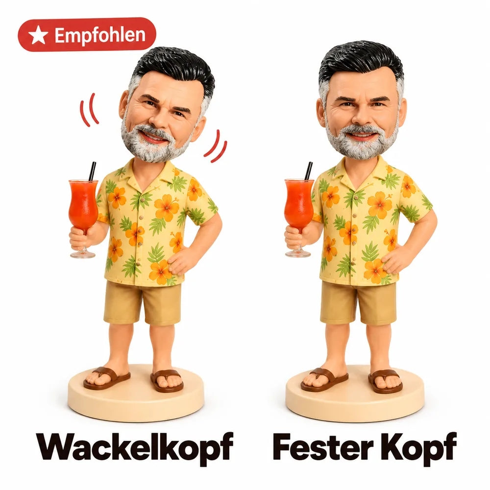 Vergleich einer Figur mit Wackelkopf und einer Figur mit festem Kopf