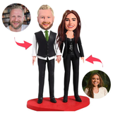 Kleiden Sie sich formell als Paar Kundenspezifische Bobbleheads addieren Text