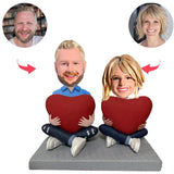 Herz glückliches Paar Kundenspezifische Bobbleheads addieren Text