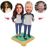Golfpaar Kundenspezifische Bobbleheads addieren Text