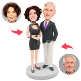 Geschäftliches altes Paar kleidet sich formell Kundenspezifische Bobbleheads mit eingraviertem Text