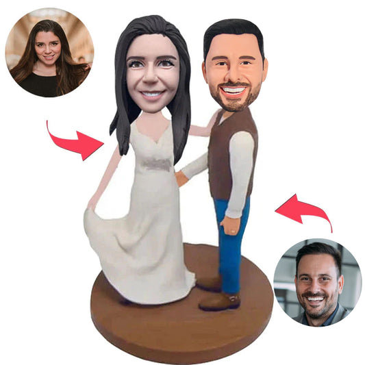Hochzeits-Geschenk-glückliches Paar-kundenspezifische Bobbleheads addieren Text