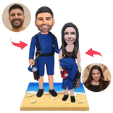 Neoprenanzug Strand Paar Kundenspezifische Bobbleheads mit eingraviertem Text