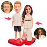 Hand in Hand Paar Kundenspezifische Bobbleheads mit eingraviertem Text