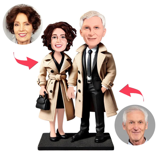 Altes Paar trägt Windjacke Kundenspezifische Bobbleheads