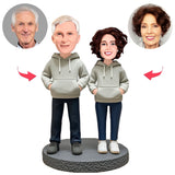 Altes Paar trägt Sweatshirts Kundenspezifische Bobbleheads