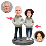 Altes Paar trägt Sweatshirts Kundenspezifische Bobbleheads