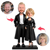 Hübsches Paar trägt Jacken Kundenspezifische Bobbleheads