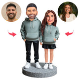 Altes Paar trägt Sweatshirts Kundenspezifische Bobbleheads