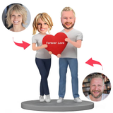 Für immer Liebe Herz Paar Kundenspezifische Bobbleheads