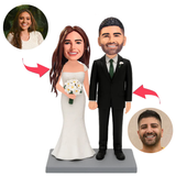 Paar in schwarzem Anzug und weißem Brautkleid Benutzerdefinierte Bobbleheads