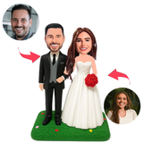 Brautpaar mit rotem Blumenstrauß Benutzerdefinierte Bobbleheads