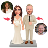 Brautpaar mit weißem Blumenstrauß Benutzerdefinierte Bobbleheads