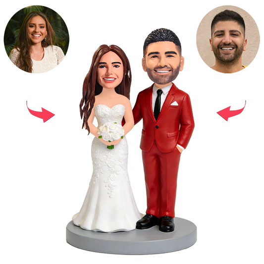 Paar mit weißen Blumen Benutzerdefinierte Bobbleheads