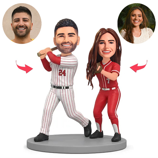 Paar spielt Baseball Benutzerdefinierte Bobbleheads