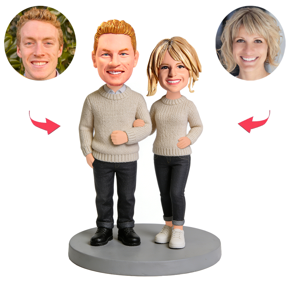 Liebespaar in Partner-Strickwaren Benutzerdefinierte Bobbleheads