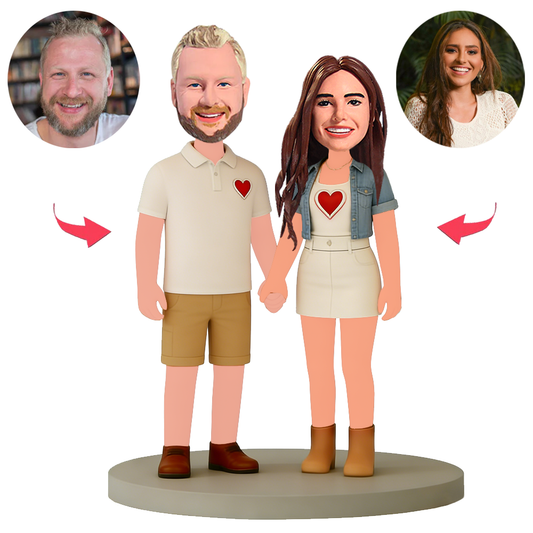 Gemütliches Paar hält Händchen Benutzerdefinierte Bobbleheads