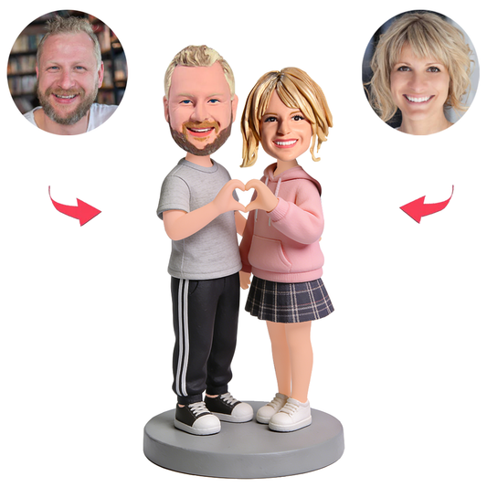 Ein Paar formt mit den Händen ein Herz Benutzerdefinierte Bobbleheads