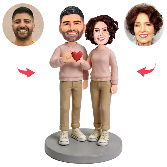 Paare in Partnerlook-Outfits Benutzerdefinierte Bobbleheads
