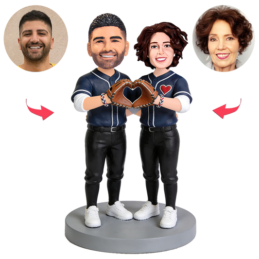 Baseball-Paar formt Herzen Benutzerdefinierte Bobbleheads