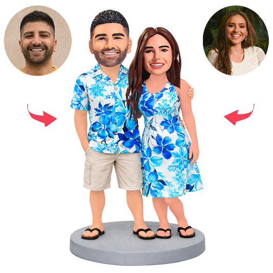 Strandblusenhemd für Paare Benutzerdefinierte Bobbleheads