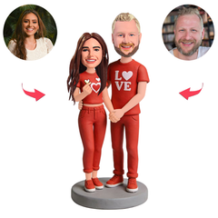 Rote Outfits für Paare Benutzerdefinierte Bobbleheads
