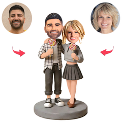 Lollipop-Pärchen Schulter an Schulter Benutzerdefinierte Bobbleheads