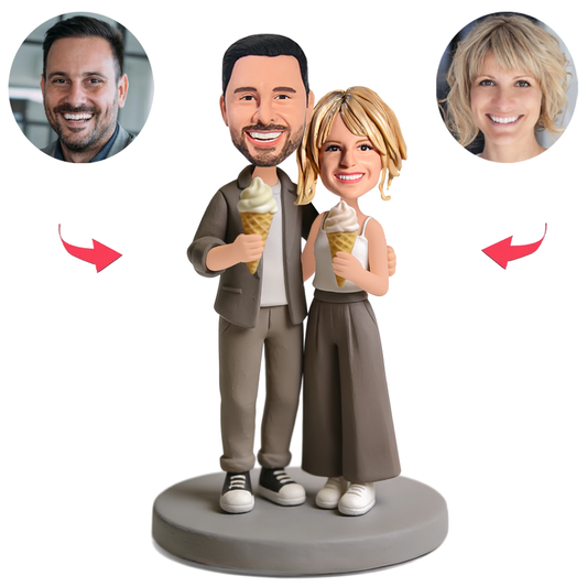 Stilvolle Paare mit Eiscreme Benutzerdefinierte Bobbleheads